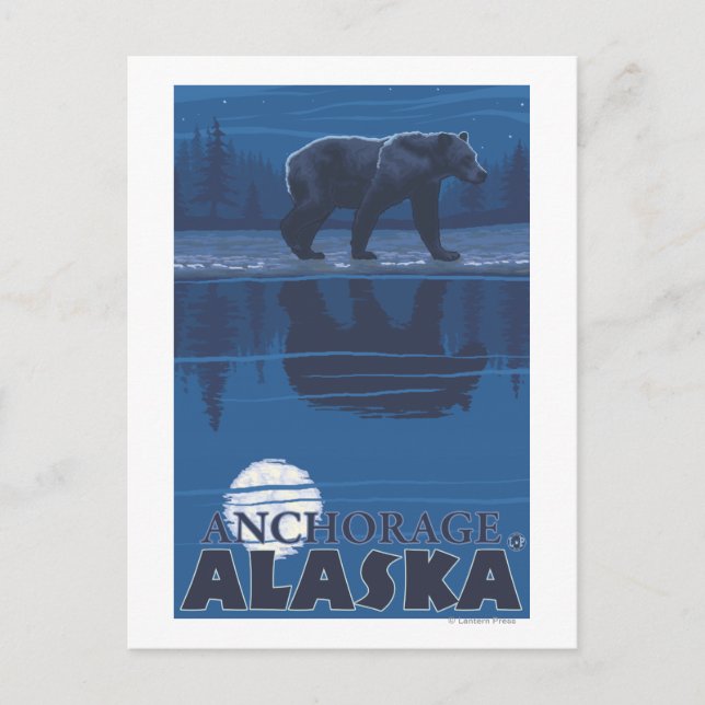 Bear in Moonlight - Anchorage, Alaska Postcard (Front)