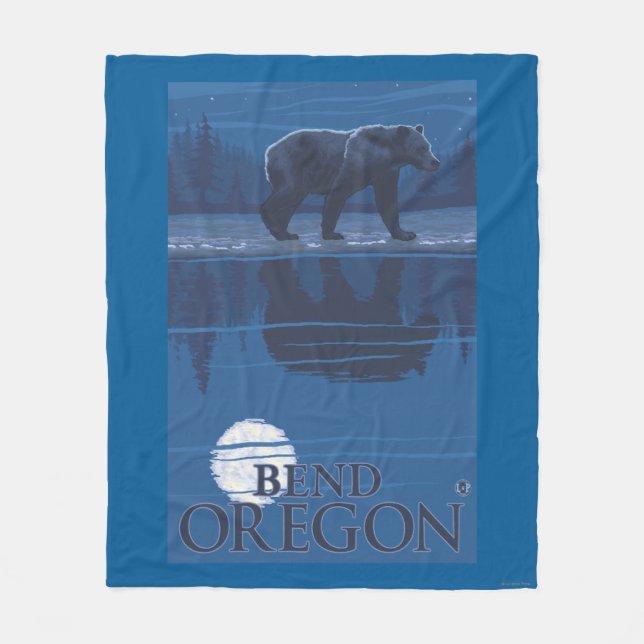 Bear in Moonlight - Bend, Oregon Fleece Blanket (Front)