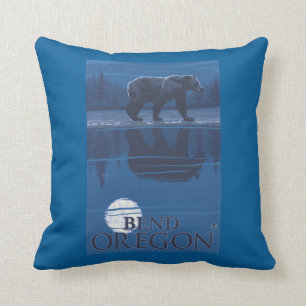 Bear in Moonlight - Bend, Oregon Throw Pillow
