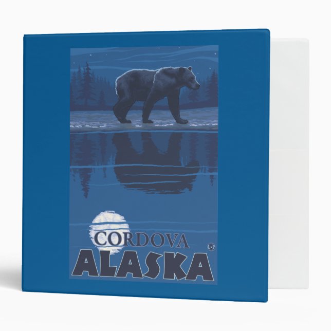 Bear in Moonlight - Cordova, Alaska Binder (Front/Inside)