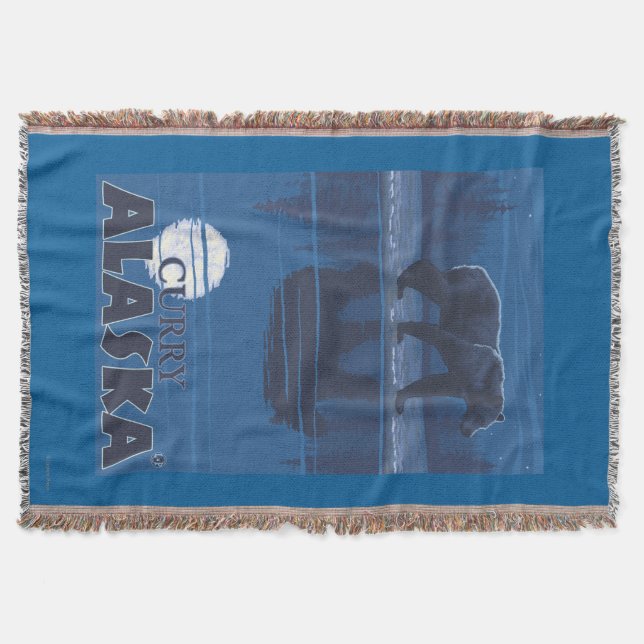 Bear in Moonlight - Curry, Alaska Throw Blanket (Front)