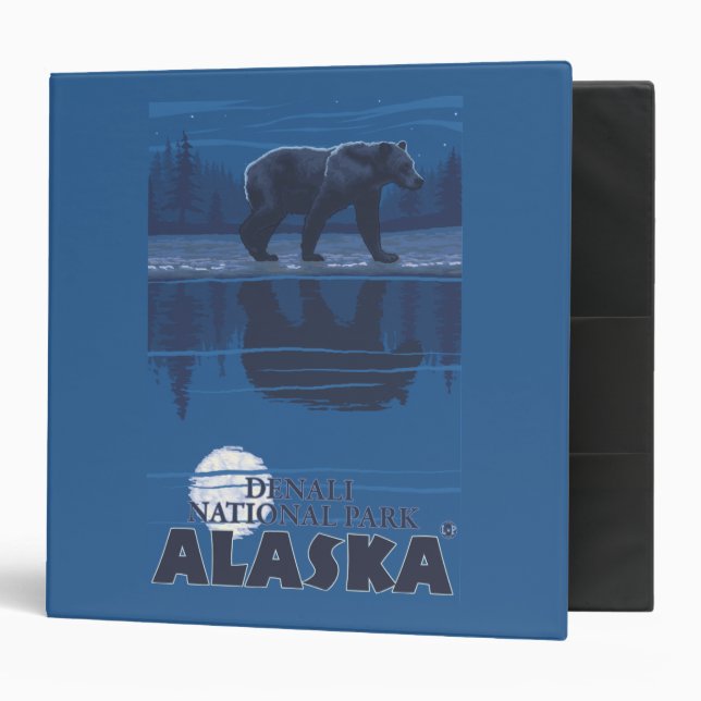Bear in Moonlight - Denali National Park, Alaska Binder (Front/Inside)