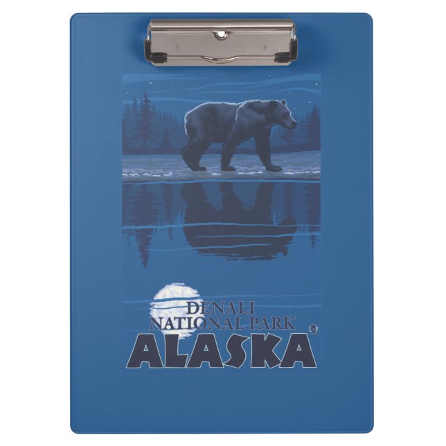 Bear in Moonlight - Denali National Park, Alaska Clipboard (Front)