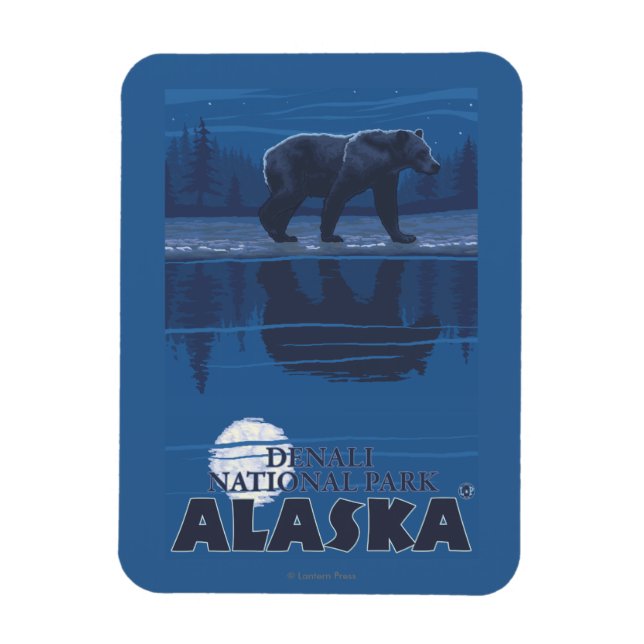 Bear in Moonlight - Denali National Park, Alaska Magnet (Vertical)