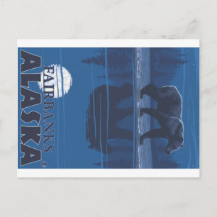 Bear in Moonlight - Fairbanks, Alaska Postcard