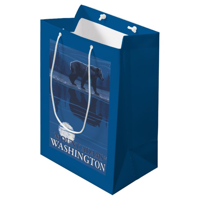 Bear in Moonlight - Mount Adams, Washington Medium Gift Bag (Front Angled)