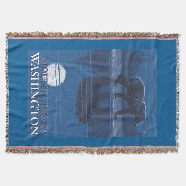 Bear in Moonlight - Mount Adams, Washington Throw Blanket (Front)