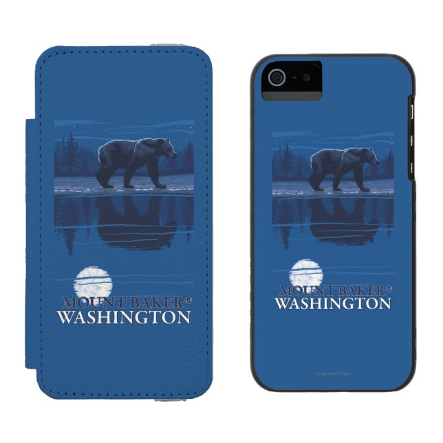 Bear in Moonlight - Mount Baker, Washington Incipio iPhone Wallet Case (Side by Side)