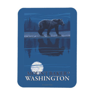 Bear in Moonlight - Mount Baker, Washington Magnet