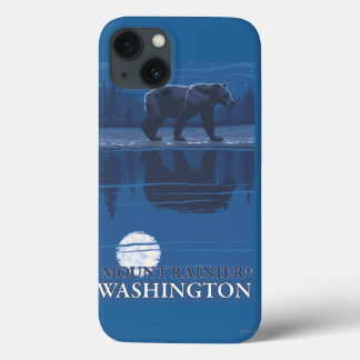 Bear in Moonlight - Mount Rainier, Washington iPhone 13 Case