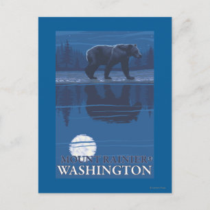 Bear in Moonlight - Mount Rainier, Washington Postcard