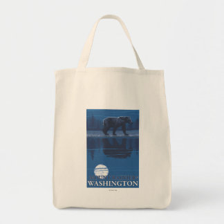 Bear in Moonlight - Mount Rainier, Washington Tote Bag