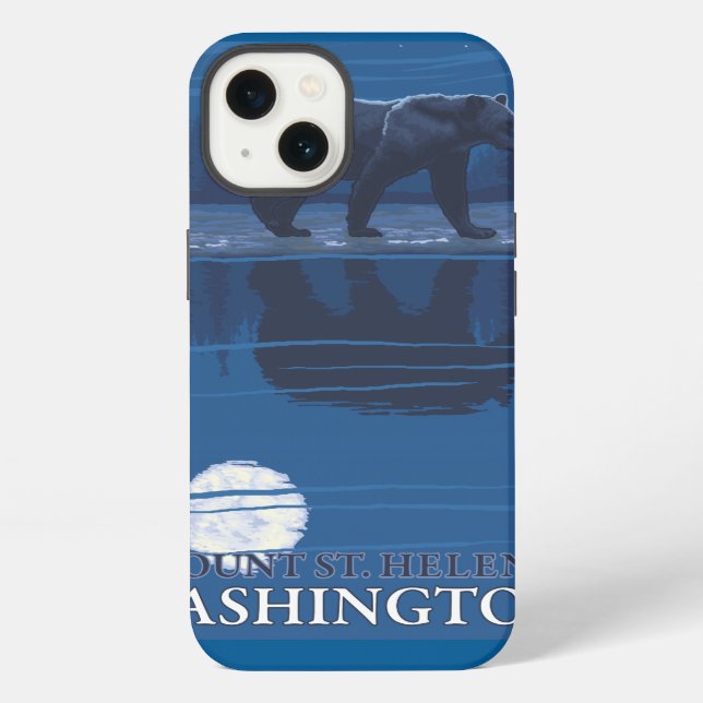 Bear in Moonlight - Mount St. Helens, iPhone Case (Back)