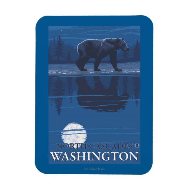 Bear in Moonlight - North Cascades, Washington Magnet (Vertical)
