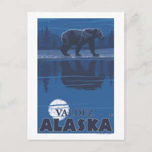 Bear in Moonlight - Valdez, Alaska Postcard