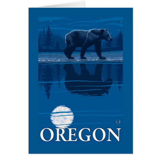 Bear in Moonlight- Vintage Travel Poster (Front)