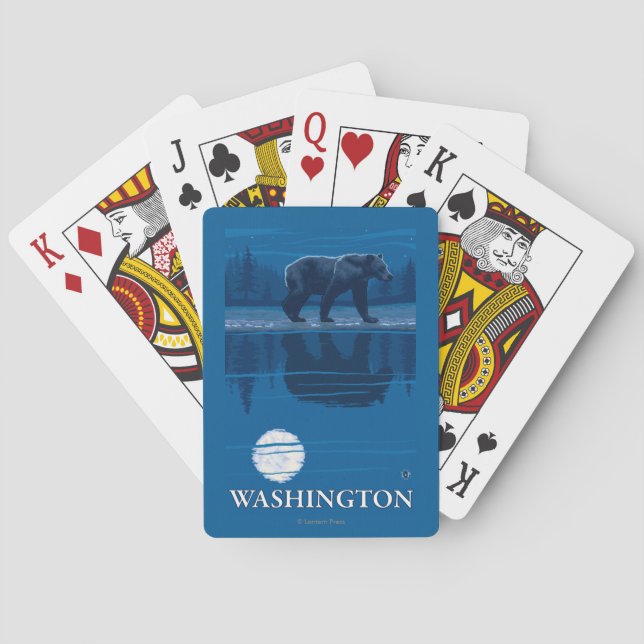 Bear in Moonlight - Washington Playing Cards (Back)