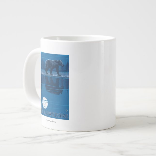 Bear in Moonlight - West Yellowstone, Montana Large Coffee Mug (Front Left)