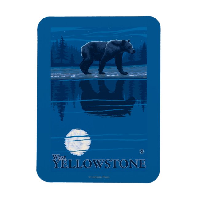 Bear in Moonlight - West Yellowstone, Montana Magnet (Vertical)