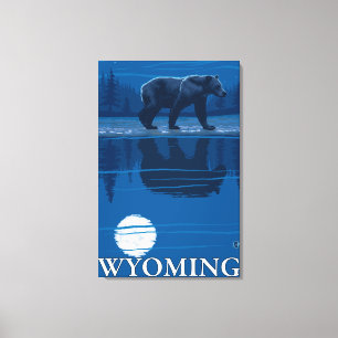 Bear in Moonlight - Wyoming Canvas Print