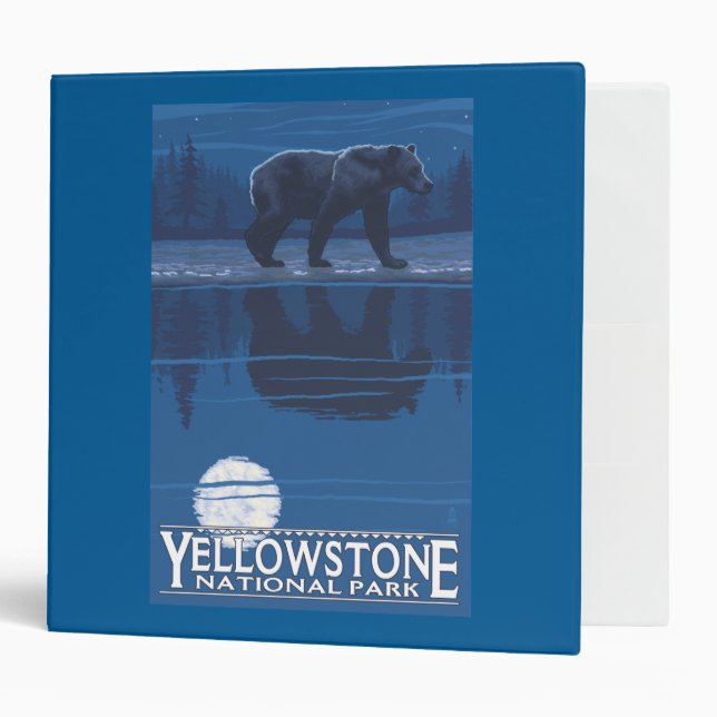 Bear in Moonlight - Yellowstone National Park Binder (Front/Inside)
