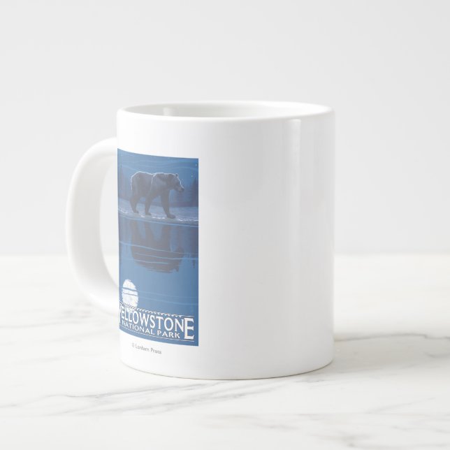 Bear in Moonlight - Yellowstone National Park Large Coffee Mug (Front Left)
