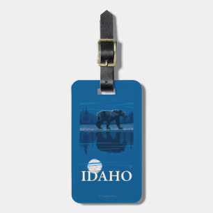 Bear in MoonlightIdahoVintage Travel Poster Luggage Tag
