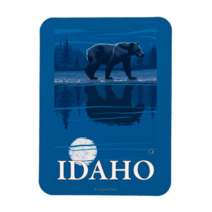 Bear in MoonlightIdahoVintage Travel Poster Magnet
