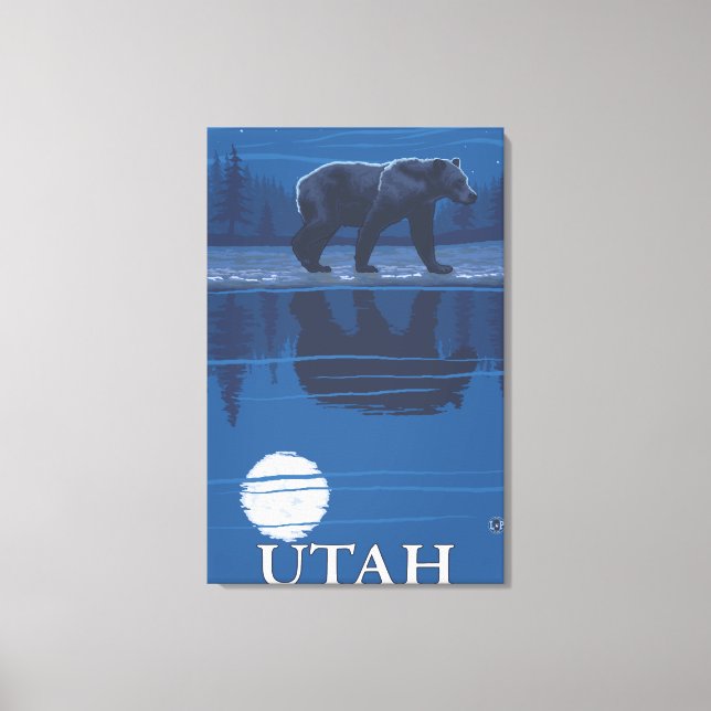 Bear in MoonlightUtah Canvas Print (Front)