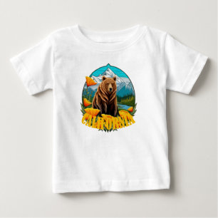 Bear In Mountain Landscape Surrounded By Orange Baby T-Shirt