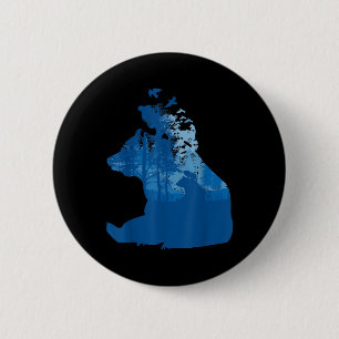 Bear In Nature Forest Silhouette Birds Environment 2 Inch Round Button