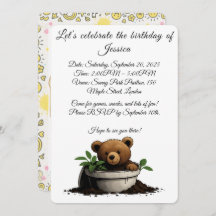 Bear in Potted Plant Illustration