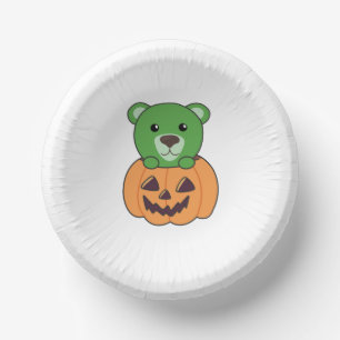 Bear In Pumpkin Sweet Bears Happy Halloween Paper Plate