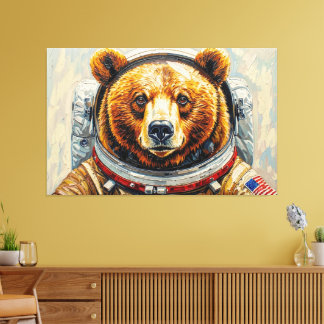 BEAR IN SPACE-10 CANVAS PRINT