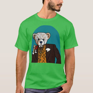 Bear In Suit Drinking Wine Portrait T-Shirt