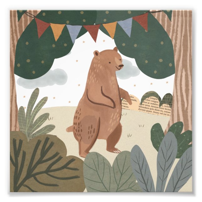 Bear in the Forest Watercolorcolor print (Front)