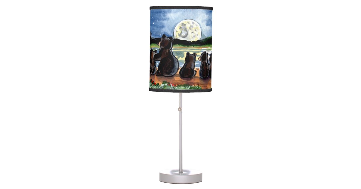 "Bear in the Moon" Lamp, Black Bears & Bear Cubs Table ...