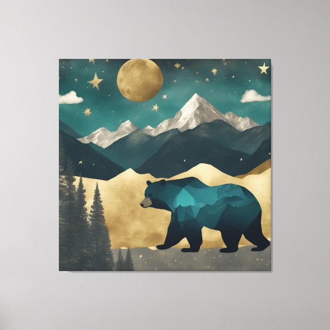 Bear in the Moonlight Design Canvas Print (Front)