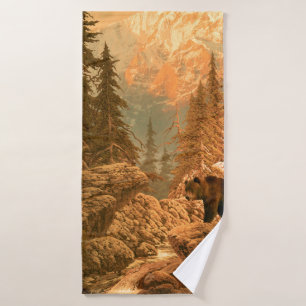 Bear in the Rocky Mountainsbear,brown,animal,grizz Bath Towel