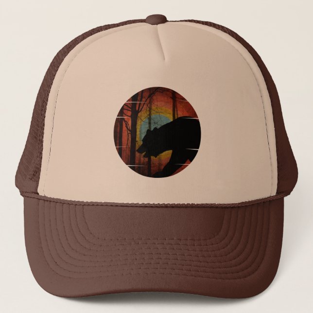 BEAR IN THE WOODS FOREST TRUCKER HAT (Front)