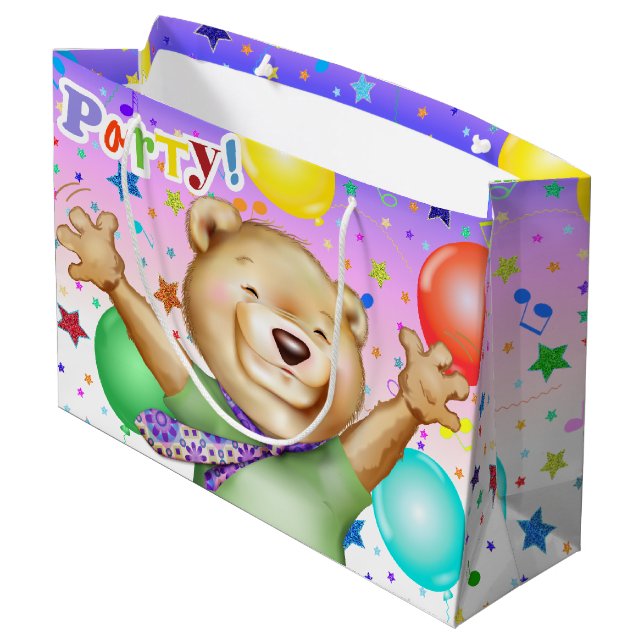 Bear in Tie Cute Animal Party Large Gift Bag (Back Angled)