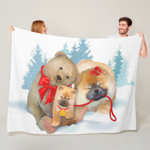 BEAR-ING GIFTS Chow & Bear Fleece blanket- 3 sizes Blanket