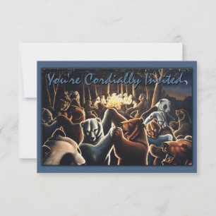 Bear Invitations Personalize Dancing Bear Art Card