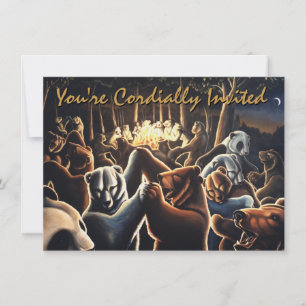 Bear Invitations Personalize Dancing Bear Art Card