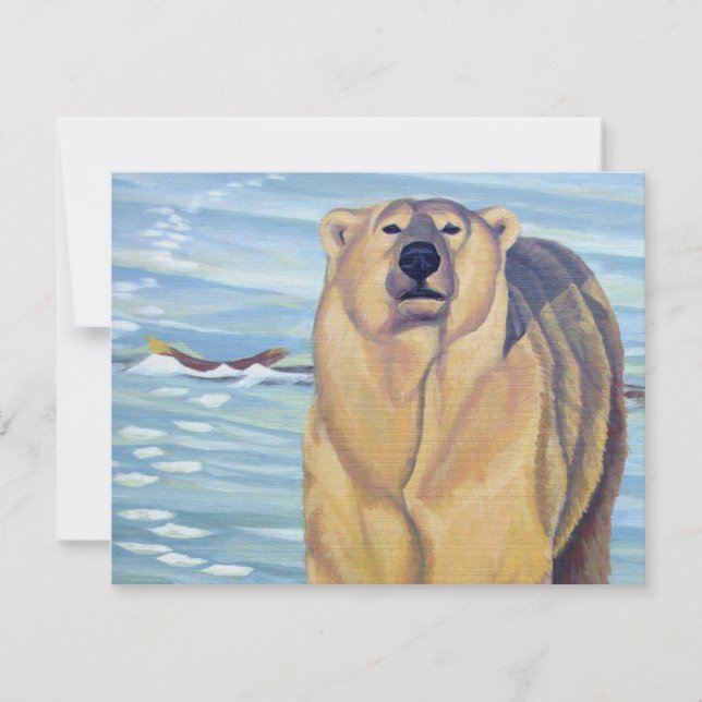 Bear Invitations Personalized Polar Bear Art Cards (Front)