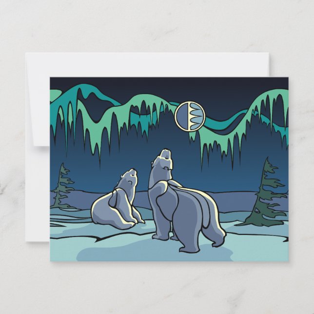 Bear Invitations Personalized Polar Bear Art Cards (Front)