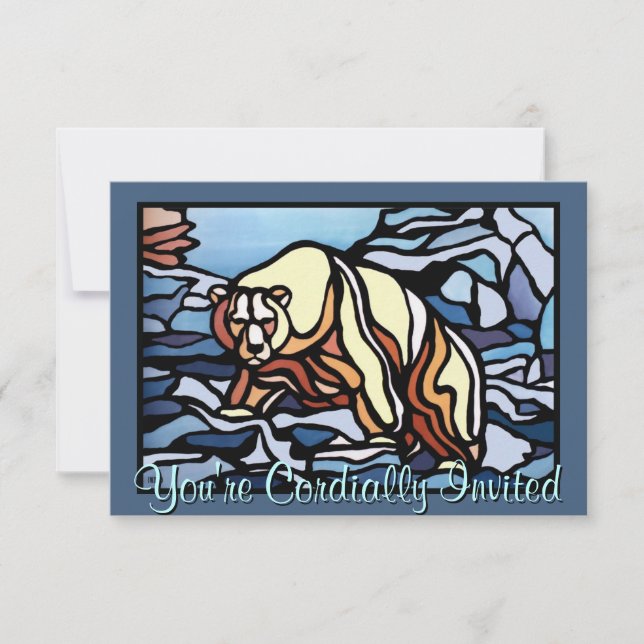 Bear Invitations Personalized Polar Bear Art Cards (Front)
