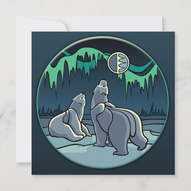 Bear Invitations Personalized Polar Bear Art Cards (Front)