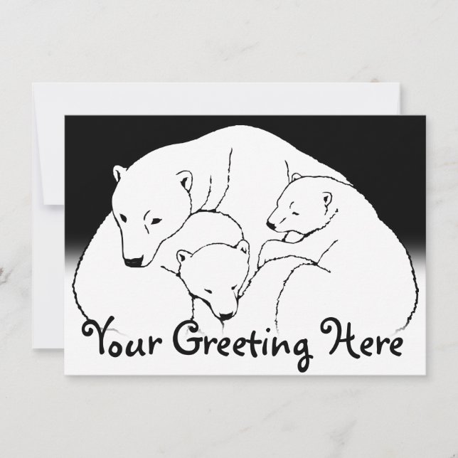Bear Invitations Personalized Polar Bear Cubs Card (Front)