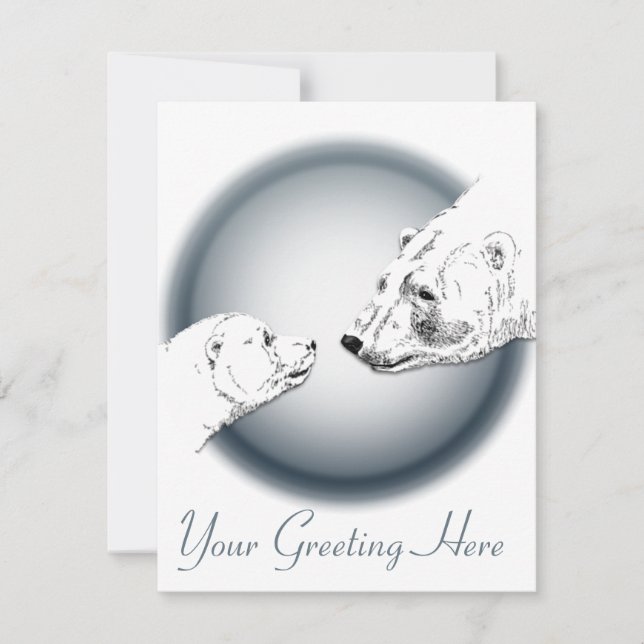 Bear Invitations Personalized Polar Bear Cubs Card (Front)